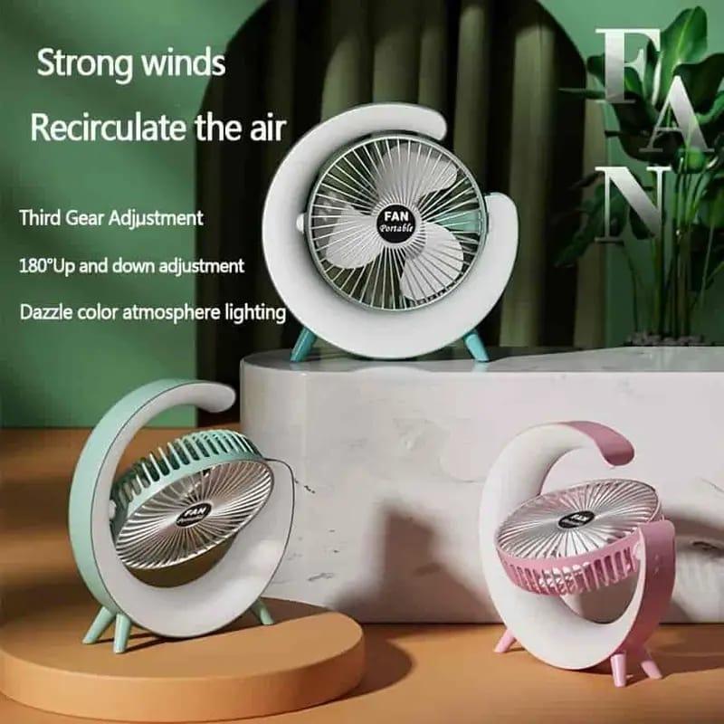 RGB Desktop Portable Floor Mounted Fan with LIght