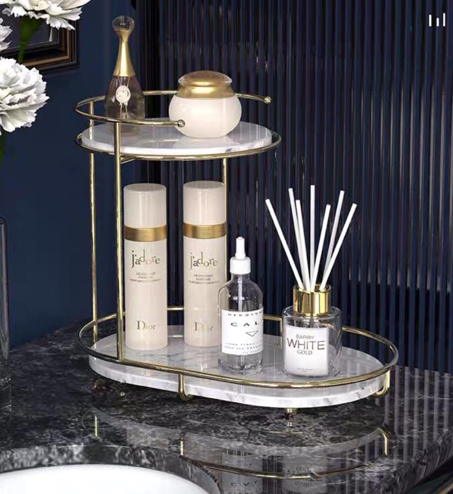 Golden metal makeup 💄 organizer the best storage solution