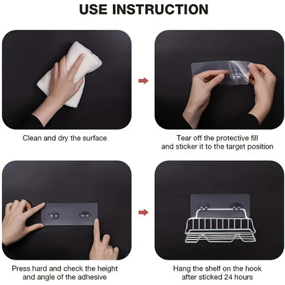 1pc Wrought Iron Wall Hanging Bathroom Shelf, Corner, No Drill, for Bathroom