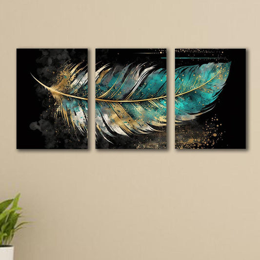 Multicolor Leaf Shaped Design Wall Art &amp; Paintings - 3 Pcs