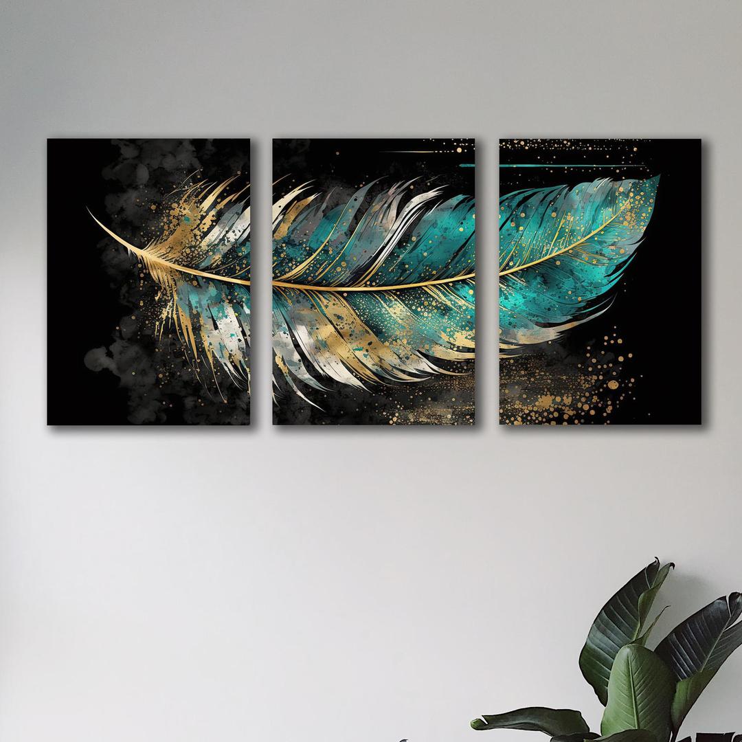 Multicolor Leaf Shaped Design Wall Art &amp; Paintings - 3 Pcs