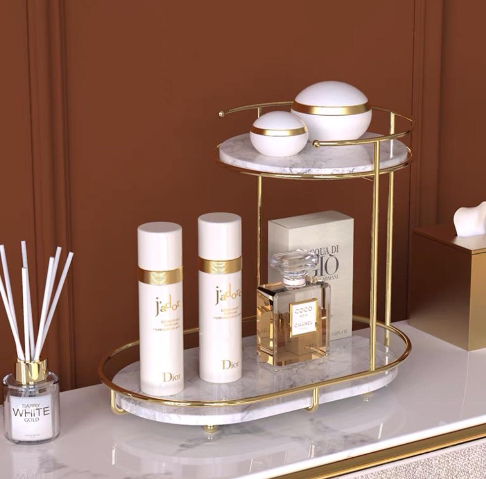 Golden metal makeup 💄 organizer the best storage solution