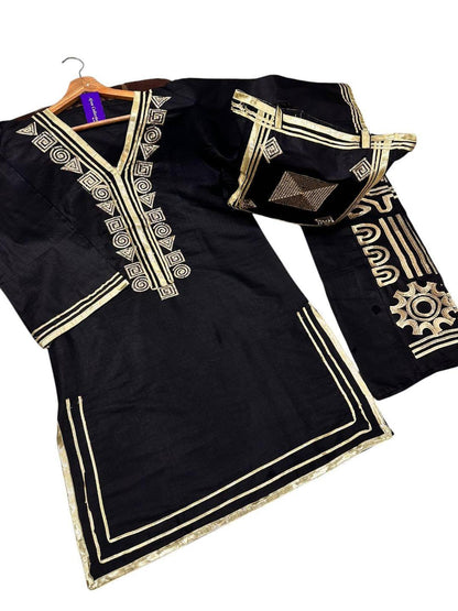 Elagent embroidered linen shirt and trouser